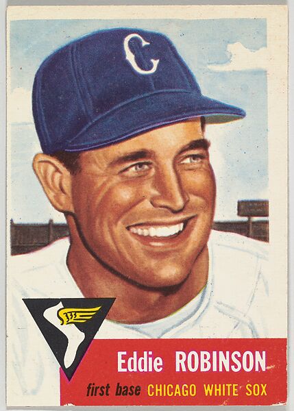 Card Number 73, Eddie Robinson, First Base, Chicago White Sox, from the series Topps Dugout Quiz (R414-7), issued by Topps Chewing Gum Company, Issued by Topps Chewing Gum Company (American, Brooklyn), Commercial color lithograph 