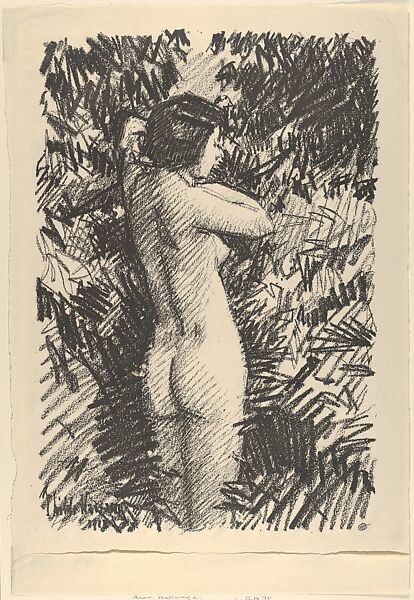 Nude, Childe Hassam (American, Dorchester, Massachusetts 1859–1935 East Hampton, New York), Lithograph with scraping, from an edition of 55 