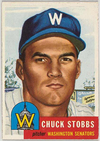 Card Number 89, Chuck Stobbs, Pitcher, Washington Senators, from the series Topps Dugout Quiz (R414-7), issued by Topps Chewing Gum Company, Issued by Topps Chewing Gum Company (American, Brooklyn), Commercial color lithograph 