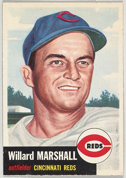 Card Number 95, Willard Marshall, Outfielder, Cincinnati Reds, from the series Topps Dugout Quiz (R414-7), issued by Topps Chewing Gum Company, Issued by Topps Chewing Gum Company (American, Brooklyn), Commercial color lithograph 