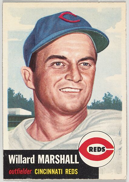 Card Number 95, Willard Marshall, Outfielder, Cincinnati Reds, from the series Topps Dugout Quiz (R414-7), issued by Topps Chewing Gum Company, Issued by Topps Chewing Gum Company (American, Brooklyn), Commercial color lithograph