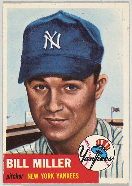 Card Number 100, Bill Miller, Pitcher, New York Yankees, from the series Topps Dugout Quiz (R414-7), issued by Topps Chewing Gum Company, Issued by Topps Chewing Gum Company (American, Brooklyn), Commercial color lithograph 