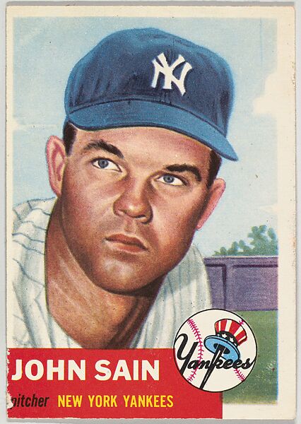 Card Number 119, John Sain, Pitcher, New York Yankees, from the series Topps Dugout Quiz (R414-7), issued by Topps Chewing Gum Company, Issued by Topps Chewing Gum Company (American, Brooklyn), Commercial color lithograph