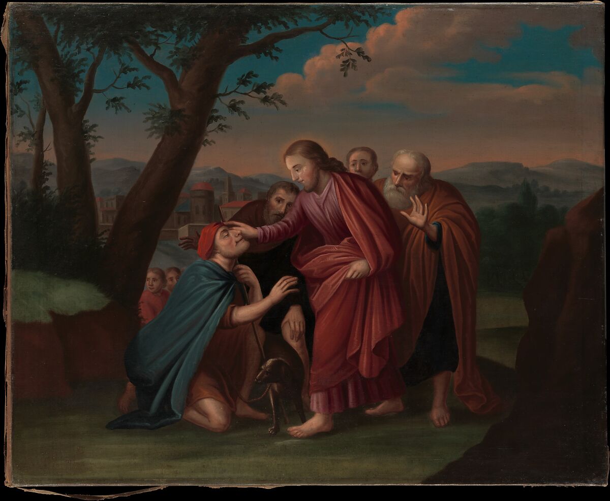 Christ Healing the Blindman, Gerardus Duyckinck I (1695–1746), Oil on canvas, American 