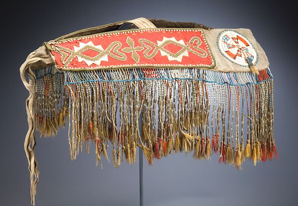 Crupper, Rawhide, native-tanned leather, wool cloth and yarn, silk, glass beads, porcupine quills, metal cones, Northeastern Plains 