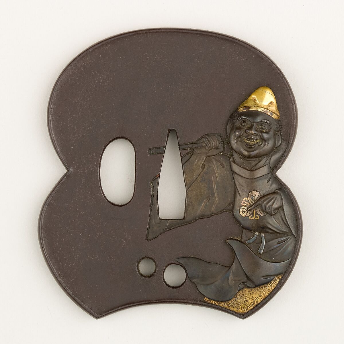 Sword Guard (Tsuba), Iron, gold, silver, Japanese