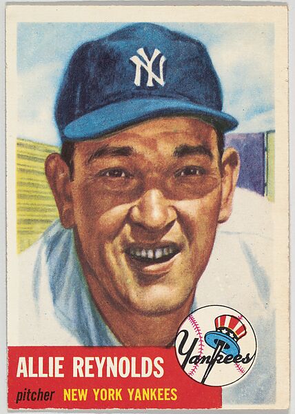 Card Number 141, Allie Reynolds, Pitcher, New York Yankees, from the series Topps Dugout Quiz (R414-7), issued by Topps Chewing Gum Company, Issued by Topps Chewing Gum Company (American, Brooklyn), Commercial color lithograph 