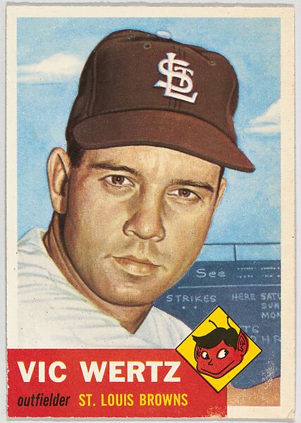 Card Number 142, Vic Wertz, Outfielder, St. Louis Browns, from the series Topps Dugout Quiz (R414-7), issued by Topps Chewing Gum Company, Issued by Topps Chewing Gum Company (American, Brooklyn), Commercial color lithograph 