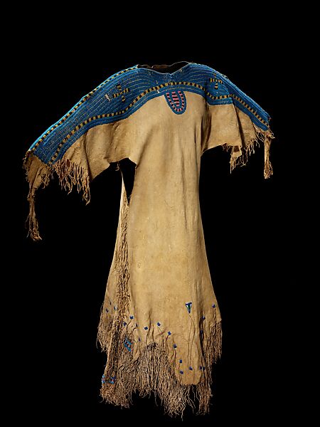 Woman's Dress, Native-tanned leather, glass beads, brass bells, Central Plains, probably Lakota 