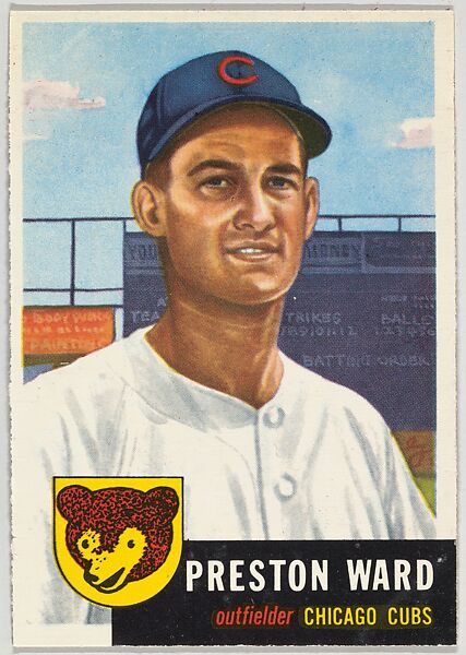 Card Number 173, Preston Ward, Outfielder, Chicago Cubs, from the series Topps Dugout Quiz (R414-7), issued by Topps Chewing Gum Company, Issued by Topps Chewing Gum Company (American, Brooklyn), Commercial color lithograph 