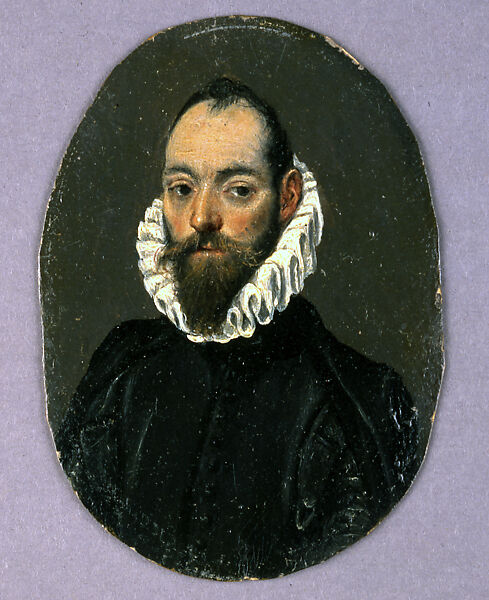 Portrait of a Man, El Greco (Domenikos Theotokopoulos) (Greek, Iráklion (Candia) 1541–1614 Toledo), Oil on cardboard 