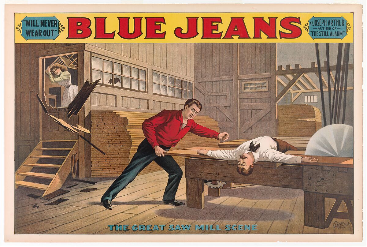 Saw Mill Scene, from Blue Jeans, Anonymous, American, 19th century, Commerical lithograph 