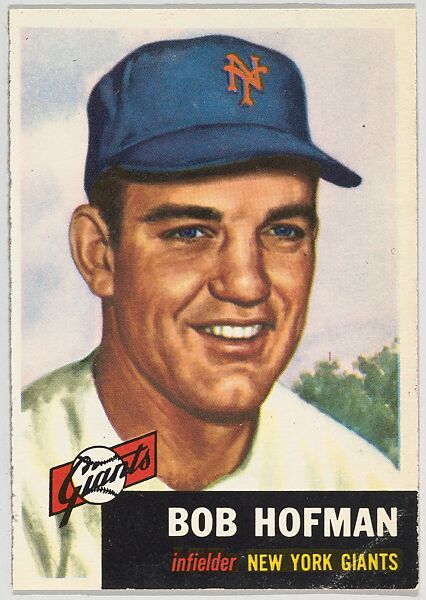 Card Number 182, Bob Hofman, Infielder, New York Giants, from the series Topps Dugout Quiz (R414-7), issued by Topps Chewing Gum Company, Issued by Topps Chewing Gum Company (American, Brooklyn), Commercial color lithograph 