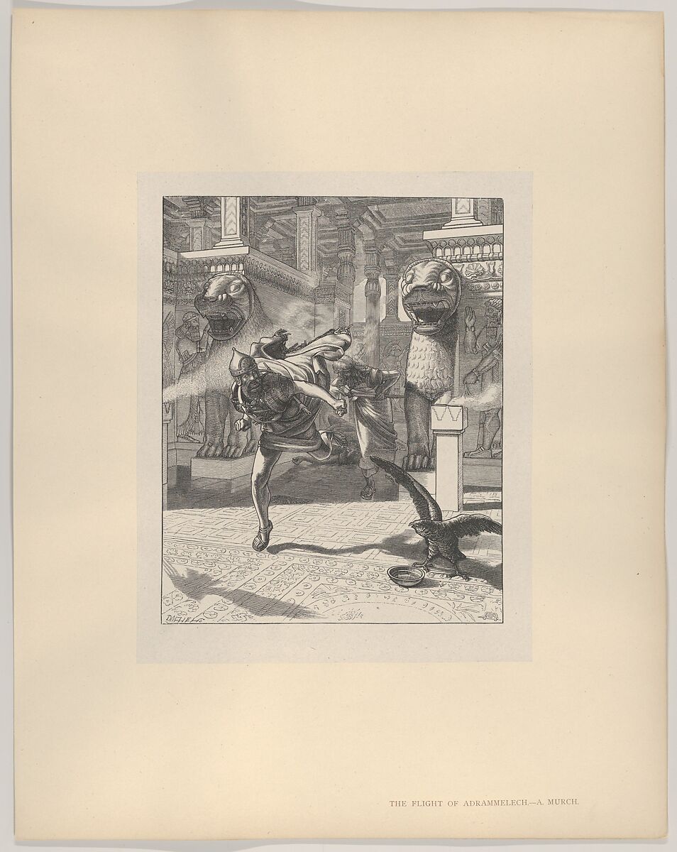The Flight of Adrammelech, from "Dalziels' Bible Gallery", After Arthur Murch (British, Bath 1836–1885 Aachen, Germany), Wood engraving on India paper, mounted on thin card