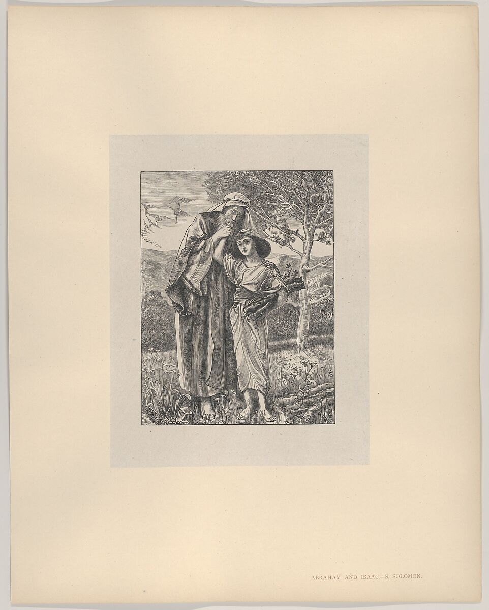 Abraham and Isaac, from "Dalziels' Bible Gallery", After Simeon Solomon (British, London 1840–1905 London), Wood engraving on India paper, mounted on thin card
