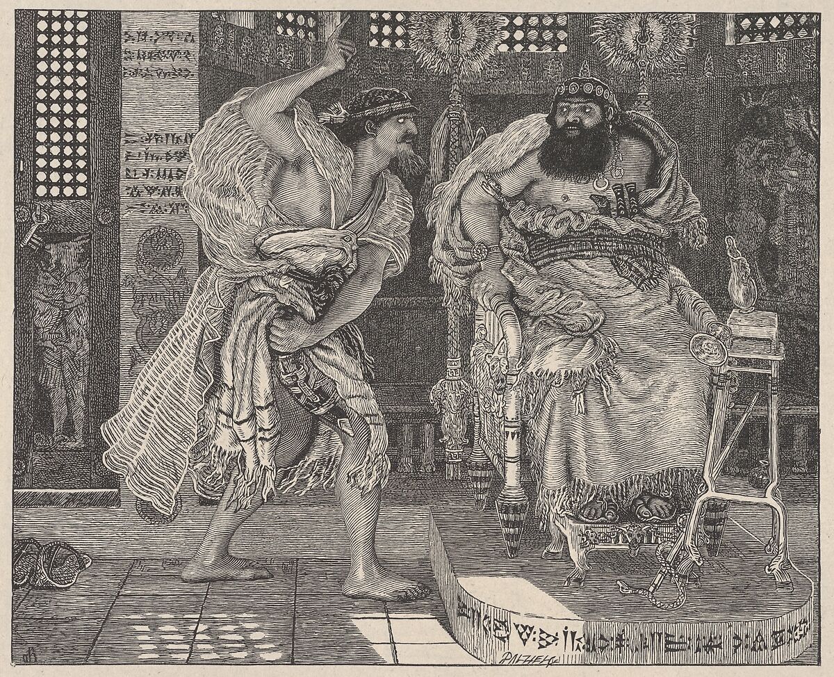 The Death of Eglon, from "Dalziels' Bible Gallery", After Ford Madox Brown (British (born France), Calais 1820–1893 London), Wood engraving on India paper, mounted on thin card 