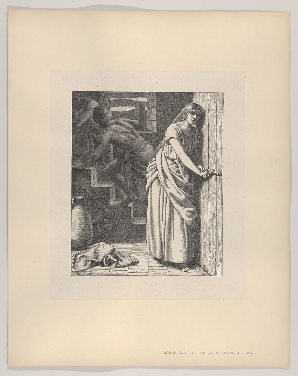 Rahab and the Spies, from "Dalziels' Bible Gallery", After Frederick Richard Pickersgill (British, London 1820–1900 Yarmouth, Isle of Wight), Wood engraving on India paper, mounted on thin card