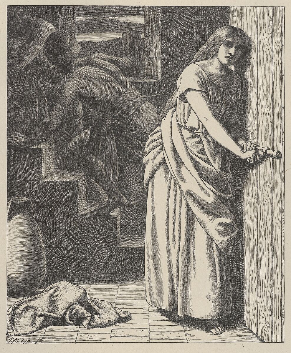 Rahab and the Spies, from "Dalziels' Bible Gallery", After Frederick Richard Pickersgill (British, London 1820–1900 Yarmouth, Isle of Wight), Wood engraving on India paper, mounted on thin card 