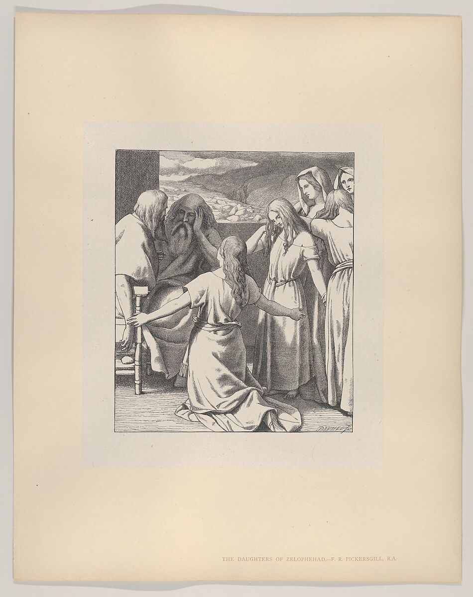 The Daughters of Zelophehad, from "Dalziels' Bible Gallery", After Frederick Richard Pickersgill (British, London 1820–1900 Yarmouth, Isle of Wight), Wood engraving on India paper, mounted on thin card