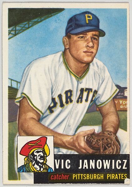 Card Number 222, Vic Janowicz, Catcher, Pittsburgh Pirates, from the series Topps Dugout Quiz (R414-7), issued by Topps Chewing Gum Company, Issued by Topps Chewing Gum Company (American, Brooklyn), Commercial color lithograph 