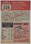 Card Number 228, Hal Newhouser, Pitcher, Detroit Tigers, from the series Topps Dugout Quiz (R414-7), issued by Topps Chewing Gum Company, Issued by Topps Chewing Gum Company (American, Brooklyn), Commercial color lithograph