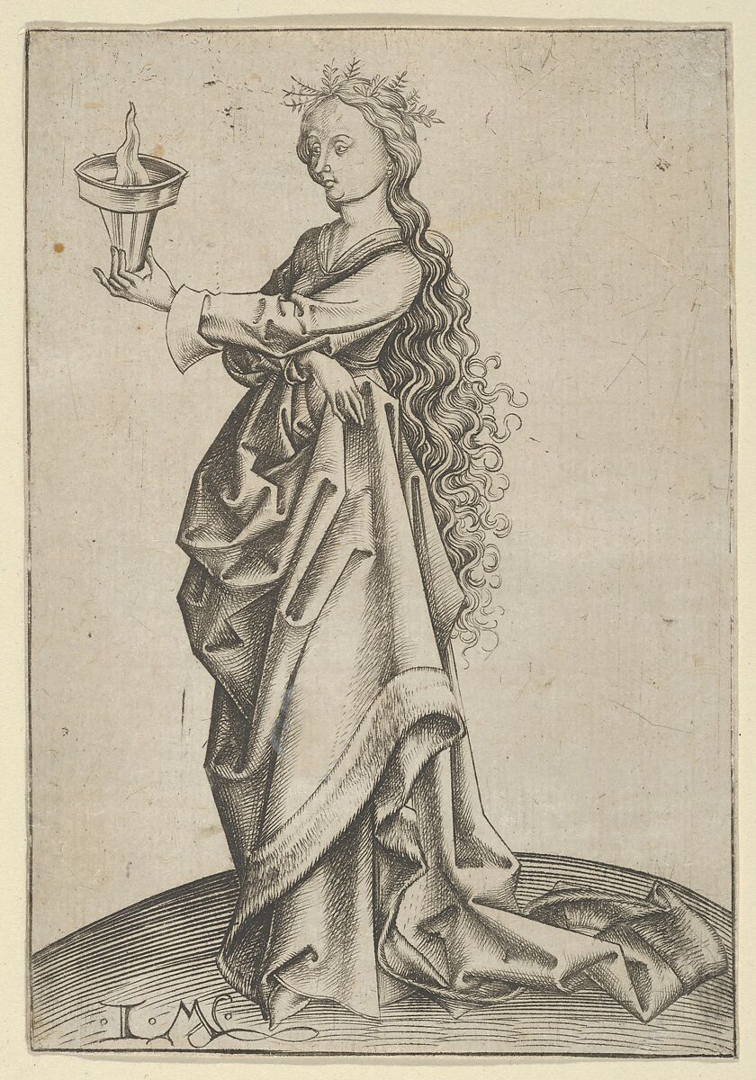The Third Wise Virgin, Israhel van Meckenem (German, Meckenem ca. 1440/45–1503 Bocholt), Engraving 