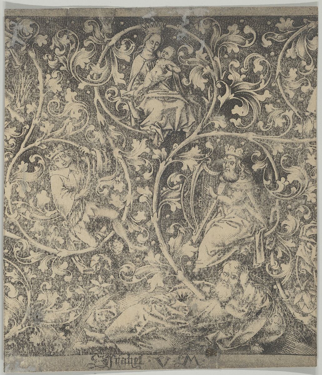 Ornamental Engraving with the Tree of Jesse, Israhel van Meckenem (German, Meckenem ca. 1440/45–1503 Bocholt), Engraving 