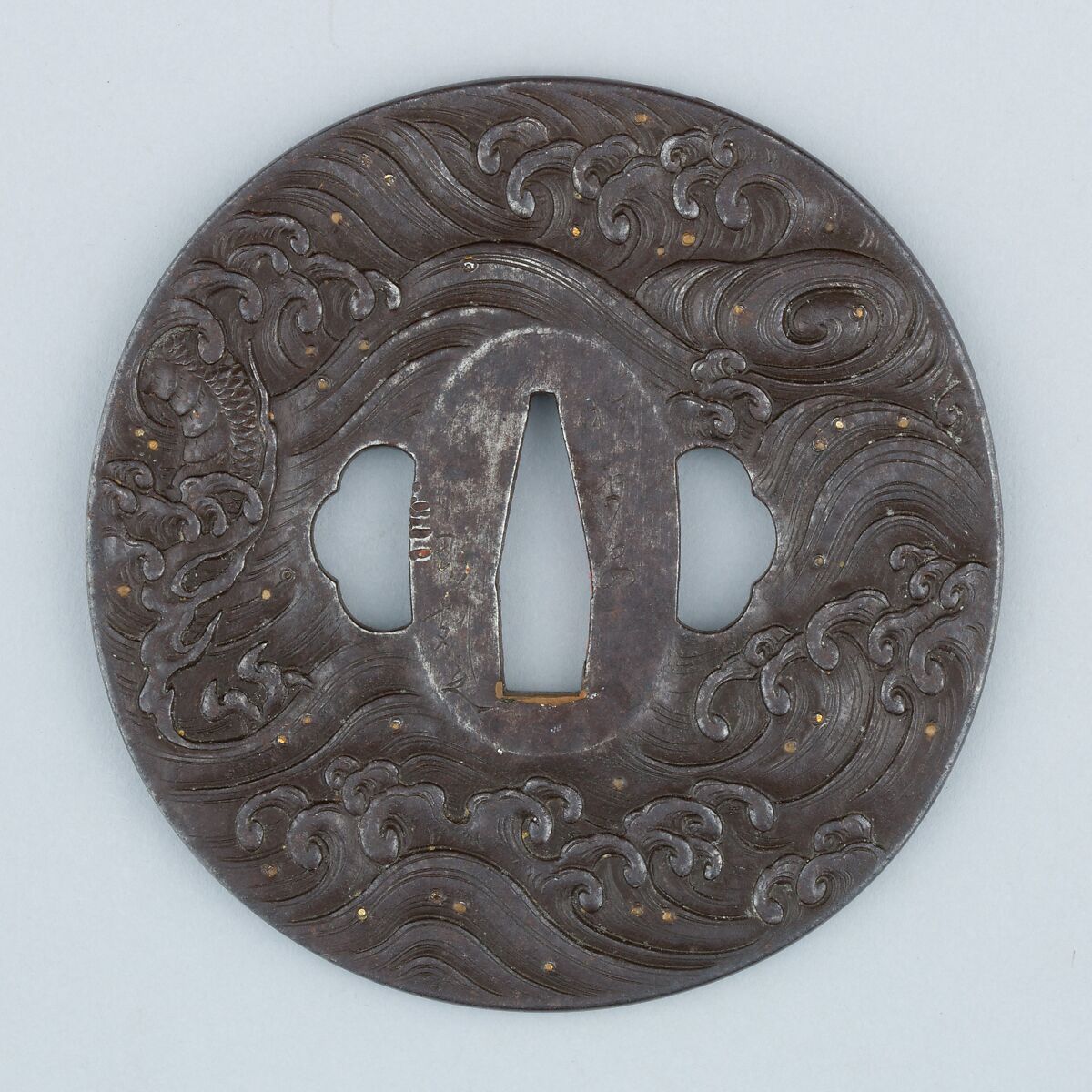 Sword Guard (Tsuba), Iron, gold, copper, Japanese
