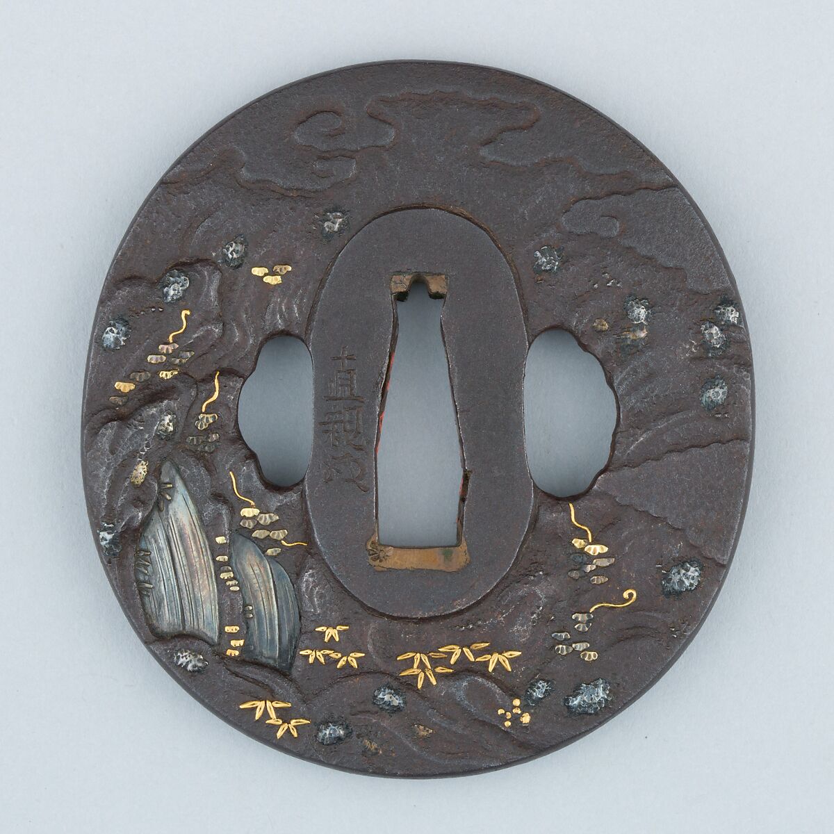 Sword Guard (Tsuba), Iron, gold, copper, silver, Japanese