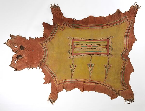 Robe with Box-and-Border Design, Native-tanned leather, pigment, Northern Arapaho 