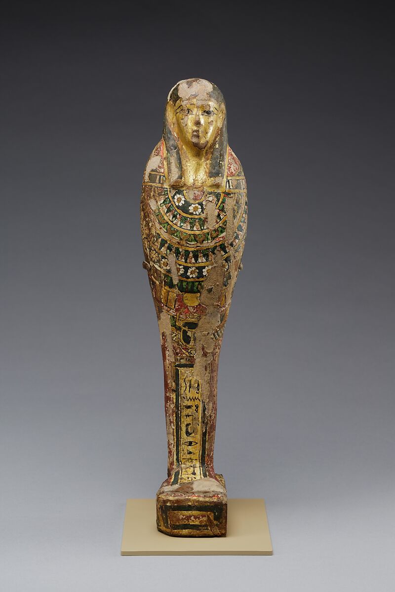 Funerary Statuette naming Teshnefer, Wood, gesso, paint, gilding