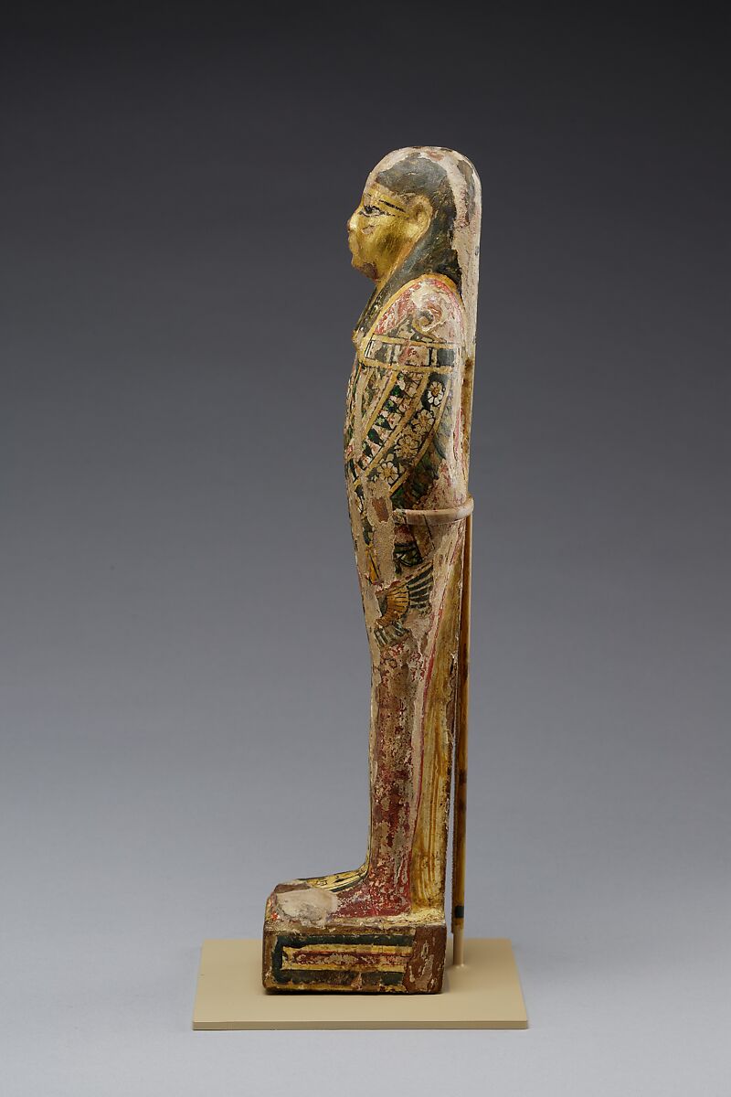 Funerary Statuette naming Teshnefer, Wood, gesso, paint, gilding