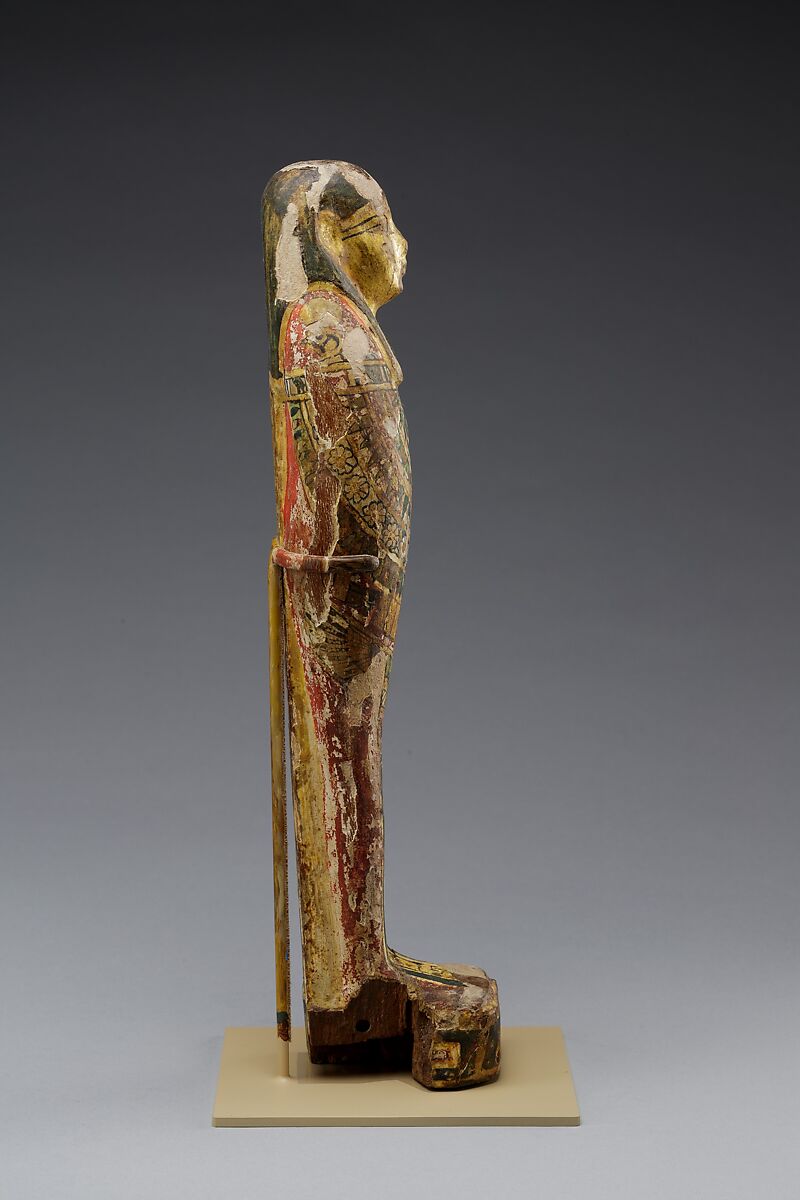 Funerary Statuette naming Teshnefer, Wood, gesso, paint, gilding