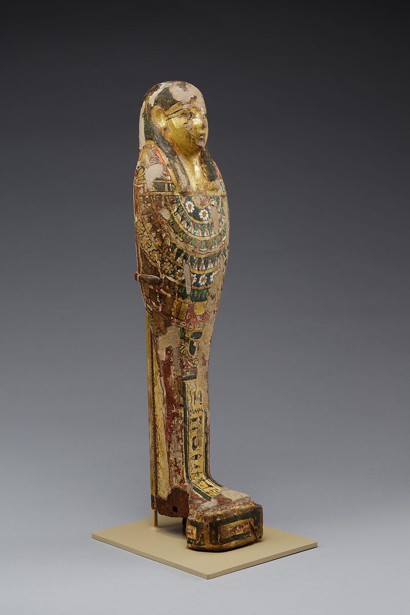 Funerary Statuette naming Teshnefer, Wood, gesso, paint, gilding