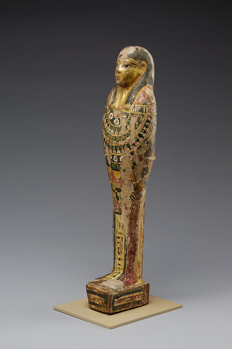 Funerary Statuette naming Teshnefer, Wood, gesso, paint, gilding