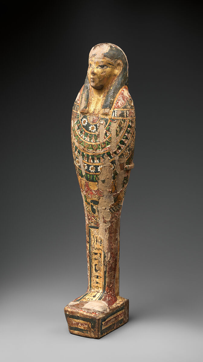 Funerary Statuette naming Teshnefer, Wood, gesso, paint, gilding
