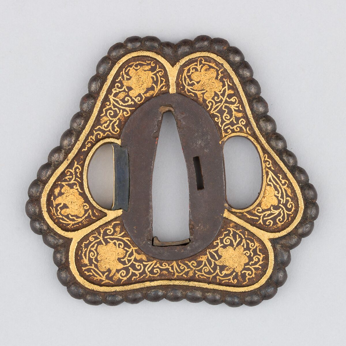 Sword Guard (Tsuba), Iron, gold, copper, Japanese