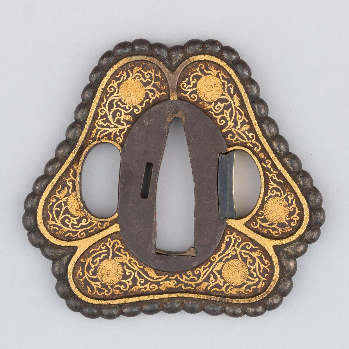 Sword Guard (Tsuba), Iron, gold, copper, Japanese 