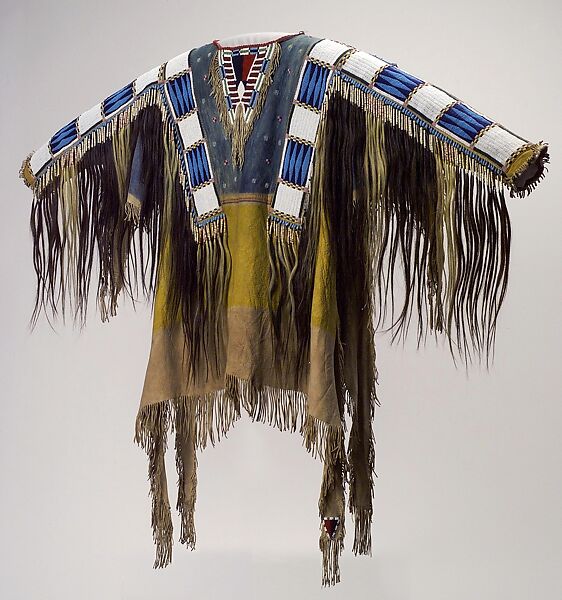 Man's Shirt, Native tanned leather, pigment, human hair, horsehair, glass beads, porcupine quills, Oglala Lakota (Teton Sioux) 