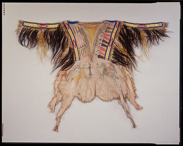 Man's Shirt, Native-tanned leather, porcupine quills, maidenhair fern, pigment, human hair, horsehair, Cheyenne 