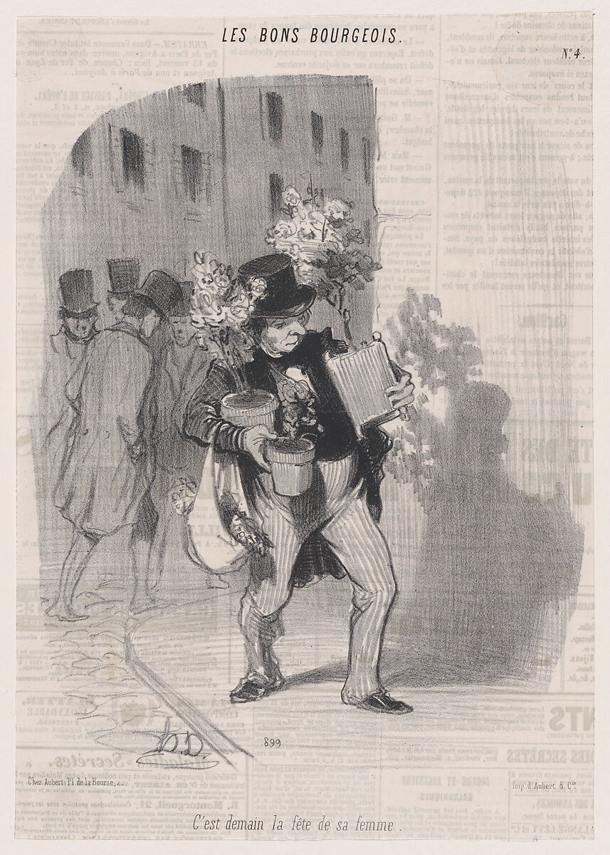 Tomorrow is his wife's birthday, from 'The good bourgeois,' published in Le Charivari, June 18, 1846, Honoré Daumier (French, Marseilles 1808–1879 Valmondois), Lithograph; second state of two (Delteil) 