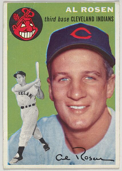 Card Number 15, Al Rosen, Third Base, Cleveland Indians, from "1954 Topps Regular Issue" series (R414-8), issued by Topps Chewing Gum Company., Issued by Topps Chewing Gum Company (American, Brooklyn), Commercial color lithograph 