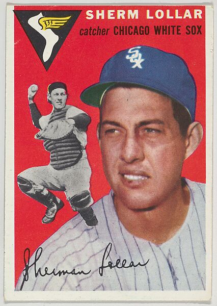 Card Number 39, Sherm Lollar, Catcher, Chicago White Sox, from "1954 Topps Regular Issue" series (R414-8), issued by Topps Chewing Gum Company., Issued by Topps Chewing Gum Company (American, Brooklyn), Commercial color lithograph 