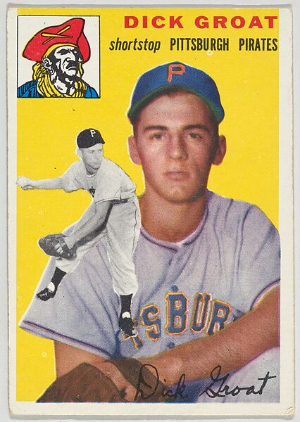 Card Number 43, Dick Groat, Shortstop, Pittsburgh Pirates, from "1954 Topps Regular Issue" series (R414-8), issued by Topps Chewing Gum Company., Issued by Topps Chewing Gum Company (American, Brooklyn), Commercial color lithograph 