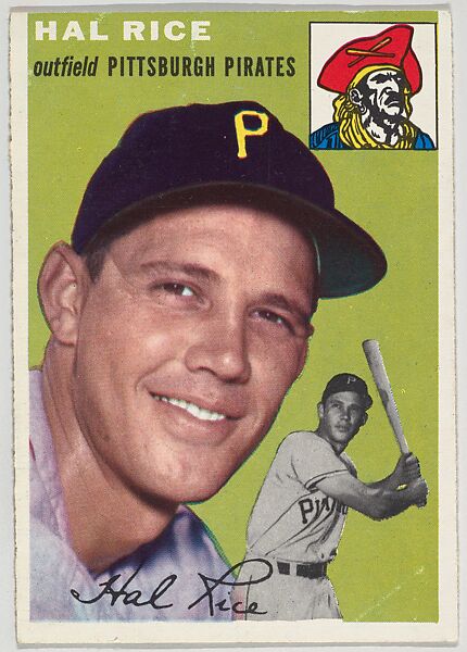 Card Number 95, Hal Rice, Outfield, Pittsburgh Pirates, from "1954 Topps Regular Issue" series (R414-8), issued by Topps Chewing Gum Company., Issued by Topps Chewing Gum Company (American, Brooklyn), Commercial color lithograph 