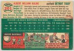 Card Number 201, Al Kaline, Outfield, Detroit Tigers, from "1954 Topps Regular Issue" series (R414-8), issued by Topps Chewing Gum Company., Issued by Topps Chewing Gum Company (American, Brooklyn), Commercial color lithograph