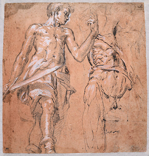 Two studies of a Standing Man with a Sword (Alexander the Great); verso: Studies of a Leg, an Arm, a Hand, and a Figure's Neck