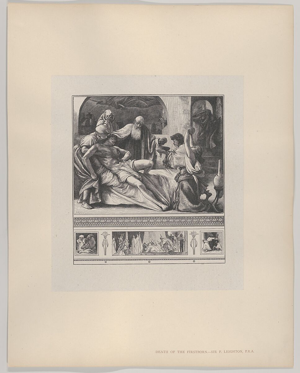 Death of the Firstborn, from "Dalziels' Bible Gallery", After Frederic, Lord Leighton (British, Scarborough 1830–1896 London), Wood engraving on India paper, mounted on thin card