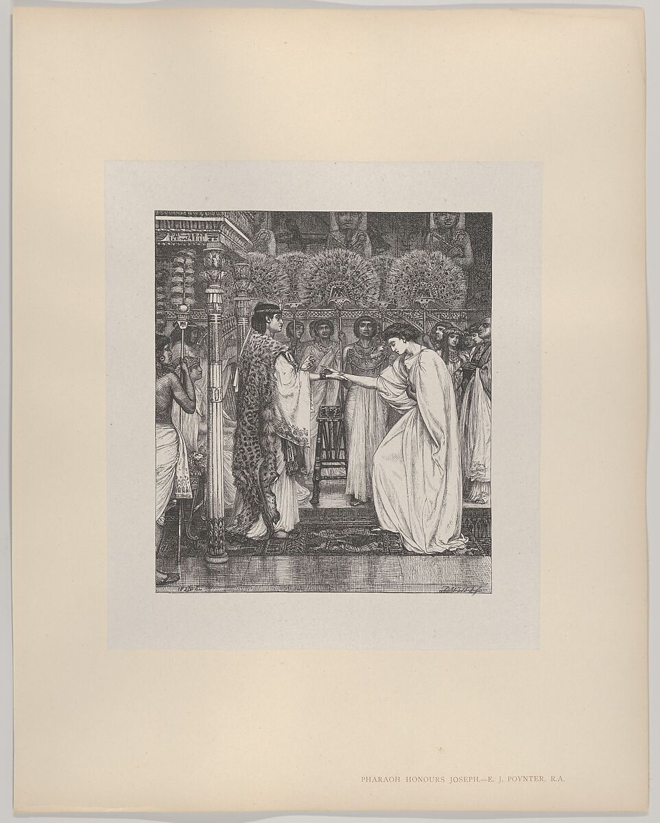 Pharoah Honors Joseph, from "Dalziels' Bible Gallery", After Sir Edward John Poynter (British (born France), Paris 1836–1919 London), Wood engraving on India paper, mounted on thin card