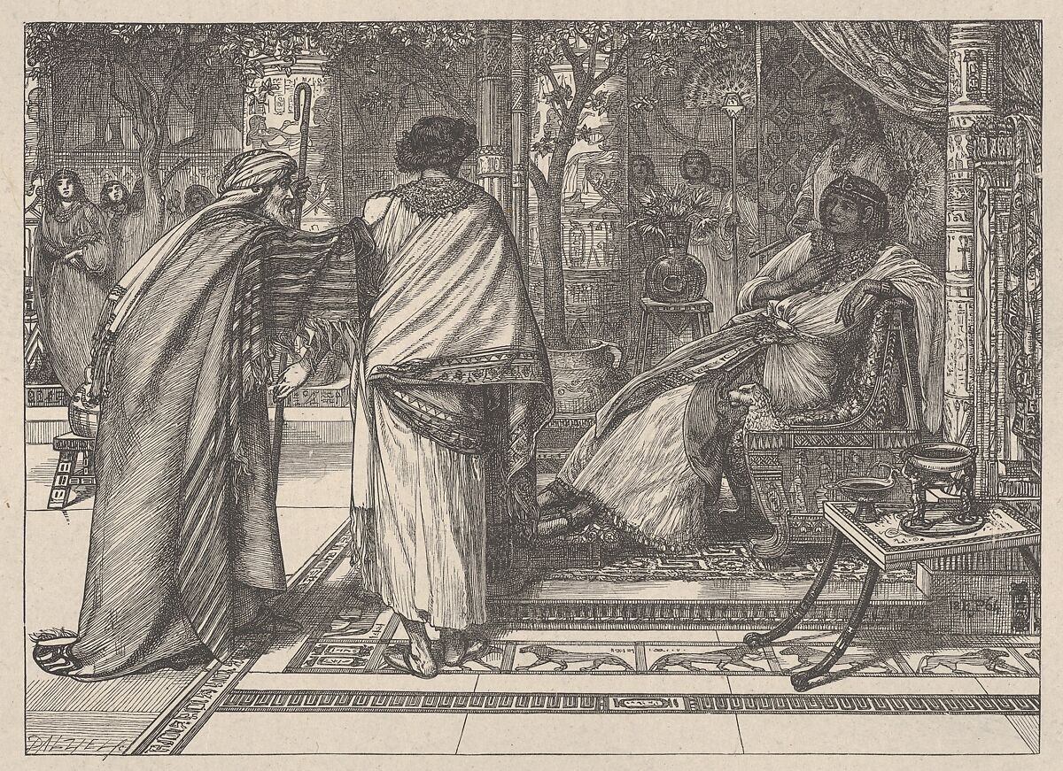 Joseph Presents His Father to Pharoah, from "Dalziels' Bible Gallery", After Sir Edward John Poynter (British (born France), Paris 1836–1919 London), Wood engraving on India paper, mounted on thin card 